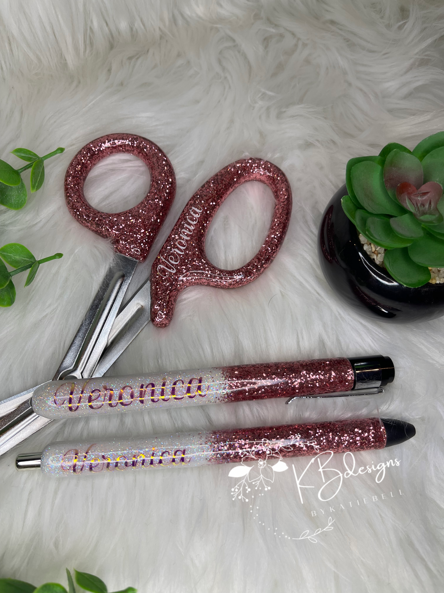White/Rose Gold ombré medical set, Personalized shears, Personalized medical light pen, glitter ink pen, Matching Nurse set, doctors set