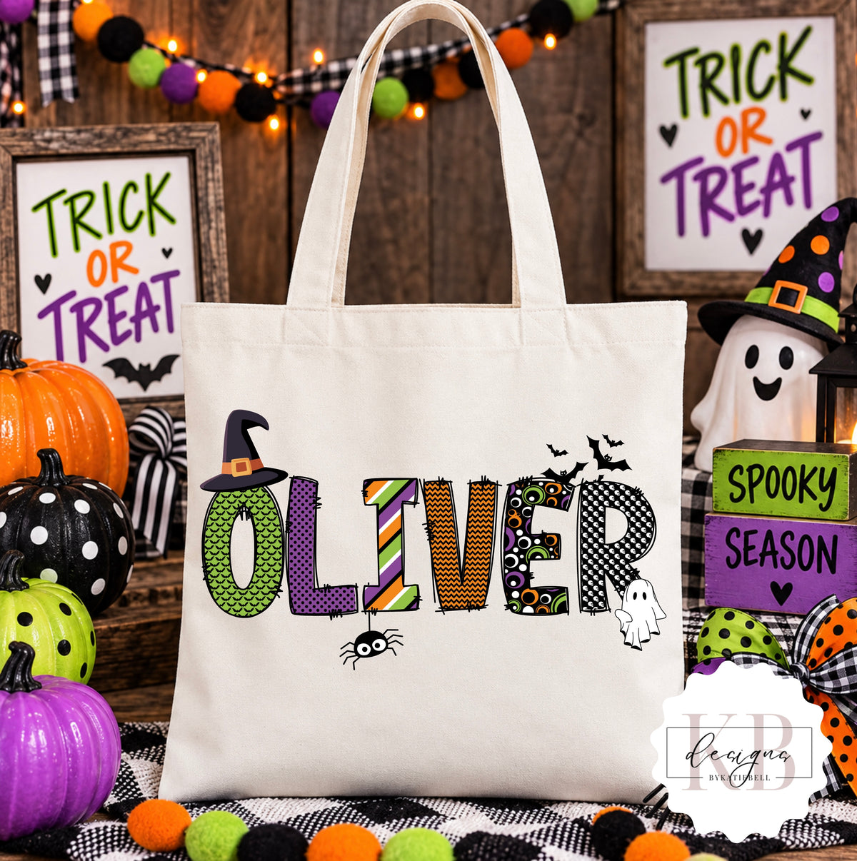 Personalized Halloween Trick or Treat Bag | Custom Name Canvas Tote | Kids Halloween Candy Bag | Personalized Trick or Treat Tote