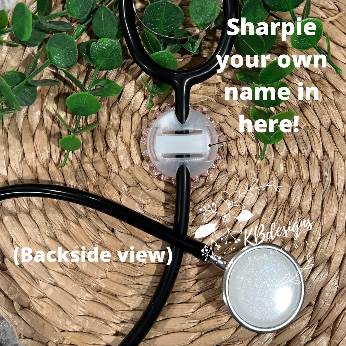 Cow Print Sunflower Stethoscope ID Tag