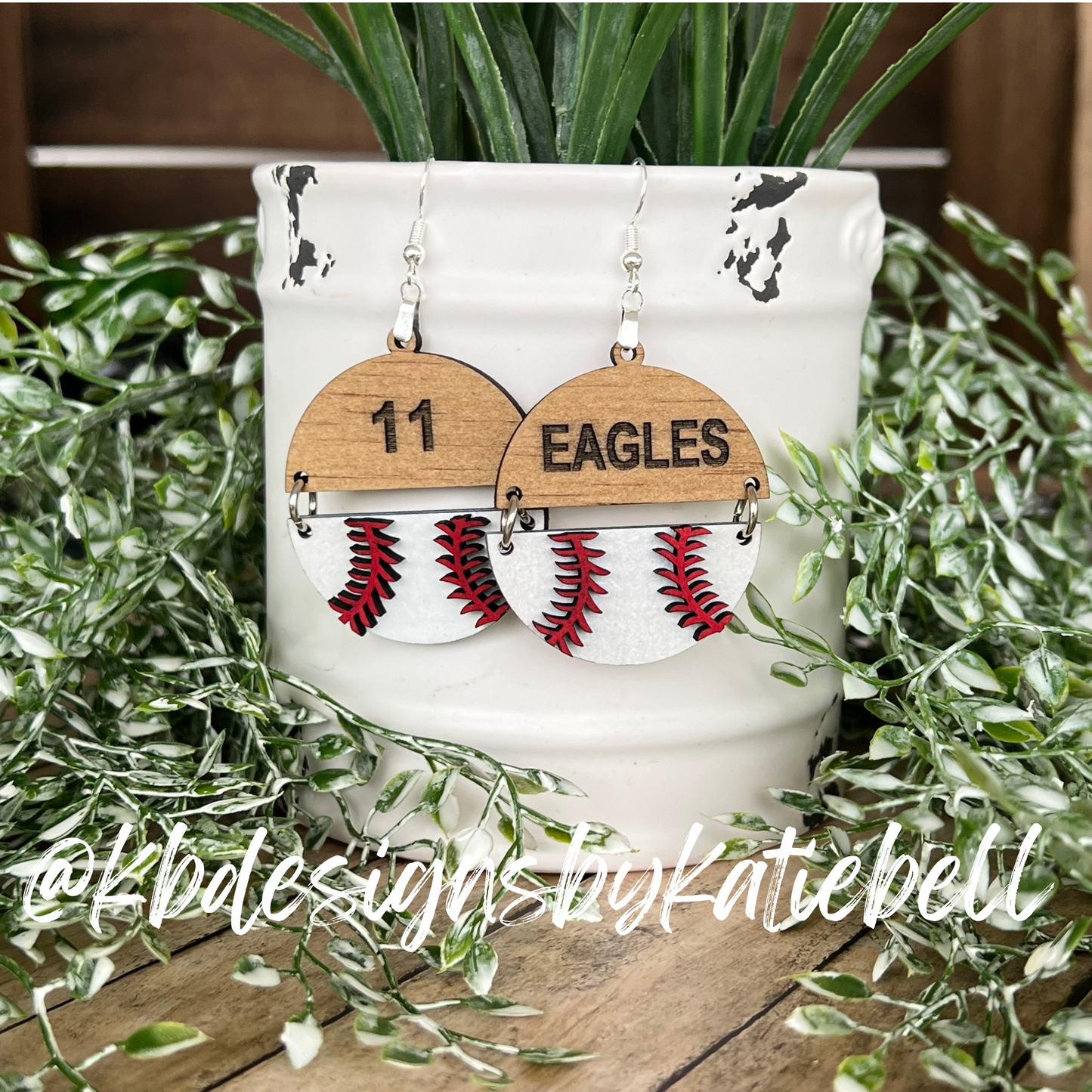 Personalized Sports Earrings, Engraved Wooden Sports Earrings, Baseball, Softball, Football, Tennis, Soccer, Volleyball, Basketball, Sports