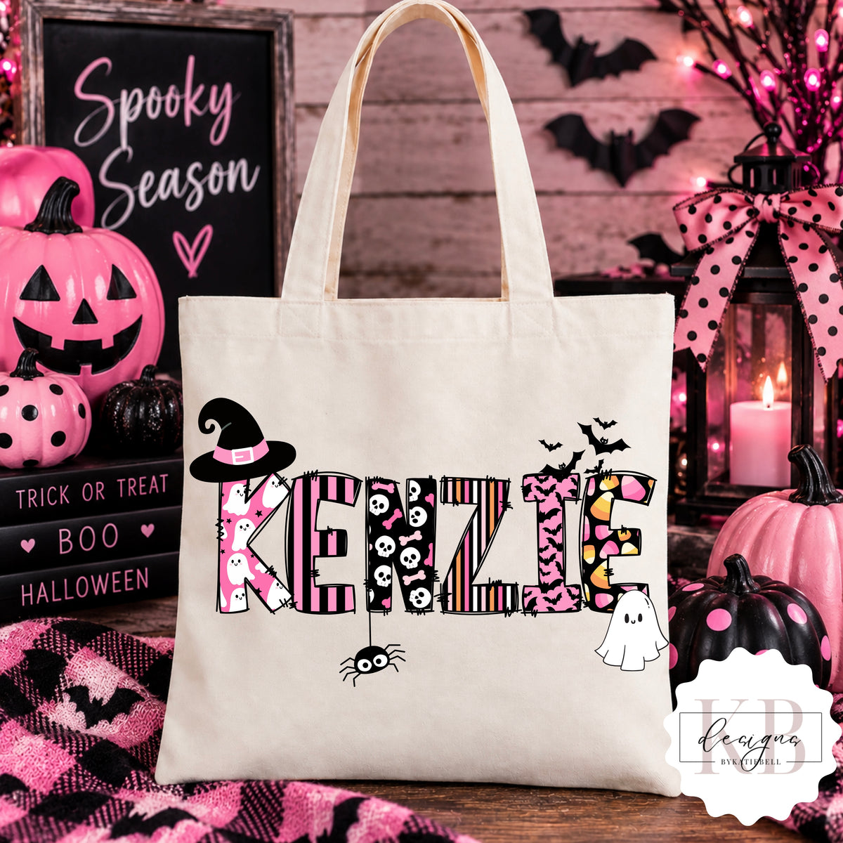 Personalized Halloween Trick or Treat Bag | Custom Name Canvas Tote | Kids Halloween Candy Bag | Personalized Trick or Treat Tote