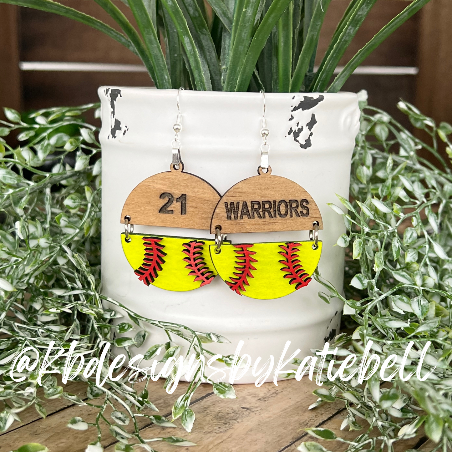 Personalized Sports Earrings, Engraved Wooden Sports Earrings, Baseball, Softball, Football, Tennis, Soccer, Volleyball, Basketball, Sports