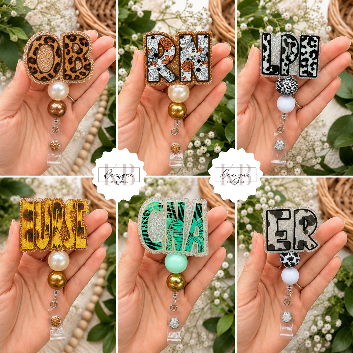 Nurse Badge Reel | RN, OB, ER,  Nurse, cna, lpn | Boho, Cow Print,  Leopard, Sunflower, Palm Trees id Holder | Cute Nurse Gift