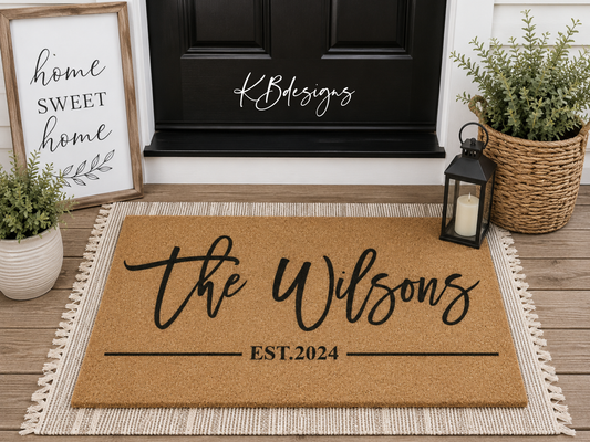 Personalized Coir Welcome Doormat | Custom Family Name Front Door Mat