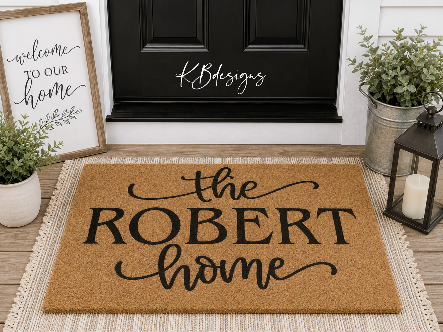 Personalized Coir Welcome Doormat | Custom Family Name Front Door Mat