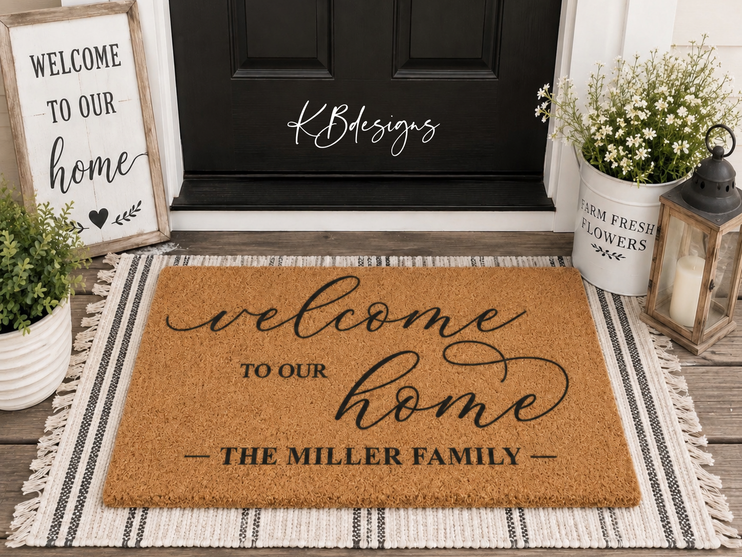 Personalized Coir Welcome Doormat | Welcome To Our Home Rug| Custom Family Name Front Door Mat
