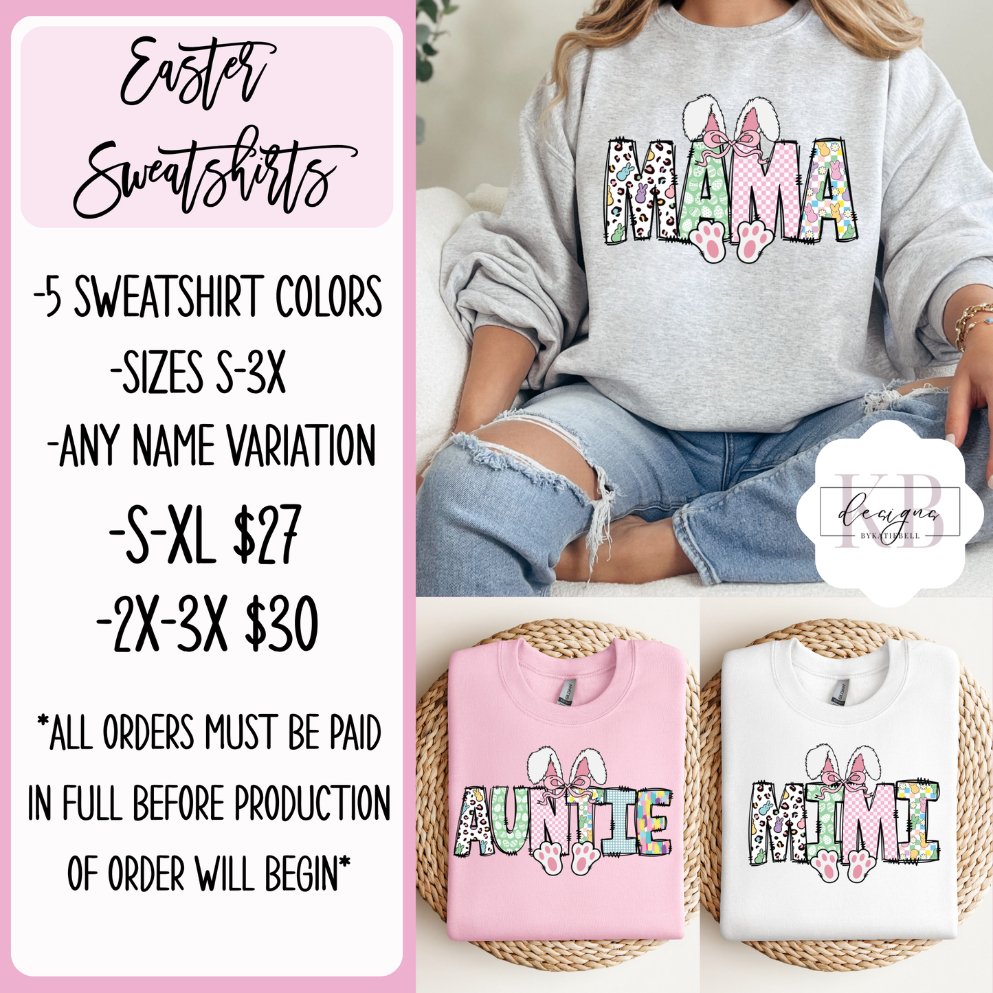 Easter Crewneck | Custom Sweatshirt | Gildan 1800 | Mama | Mimi