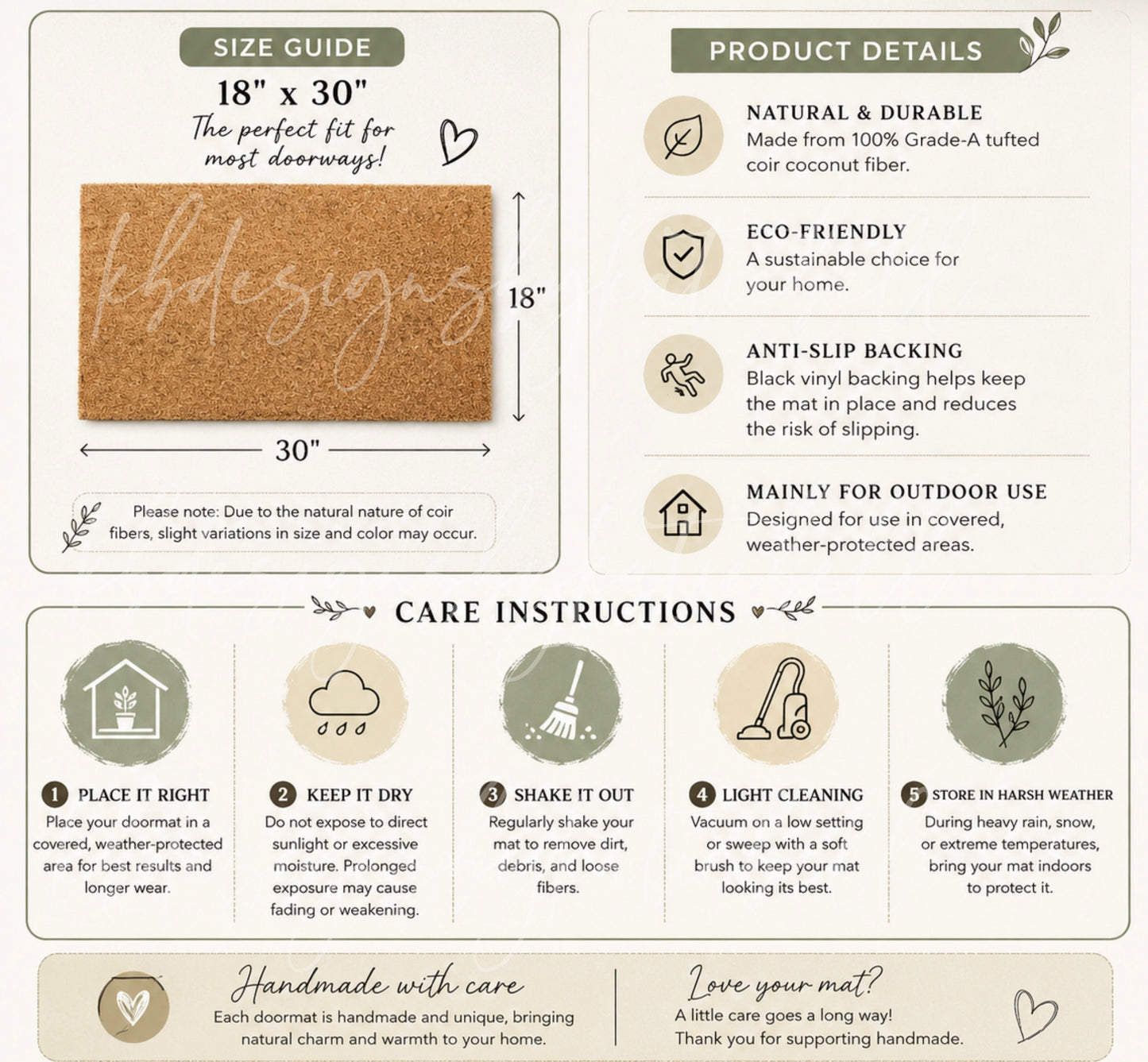 Personalized Coir Welcome Doormat | Custom Family Name Front Door Mat