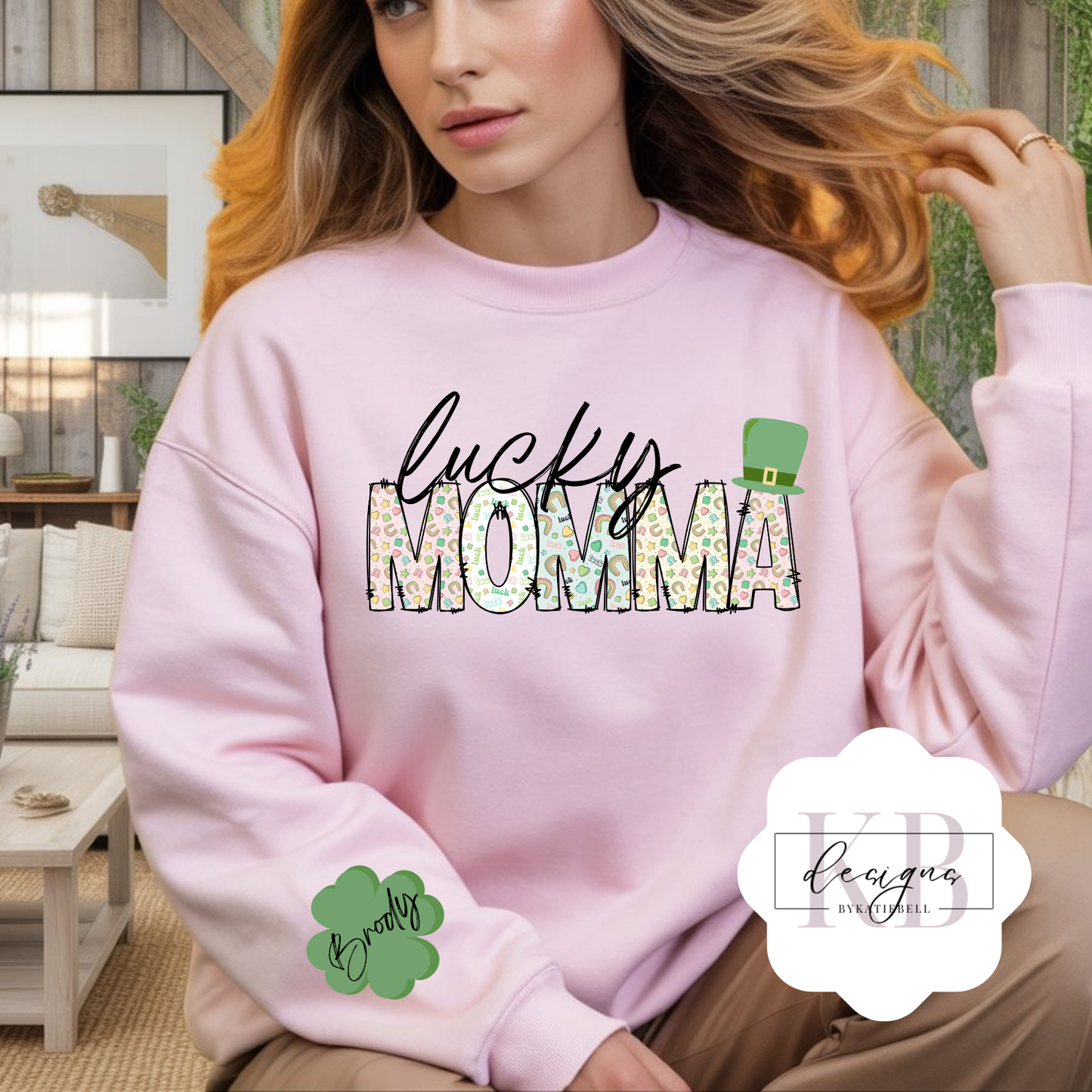 Custom St. Patrick’s Day Sweatshirt | Gildan 1800 Crewneck | Lucky Mama Irish Shirt